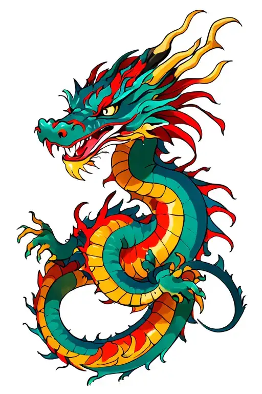 skyrim dragon color tattoo design idea