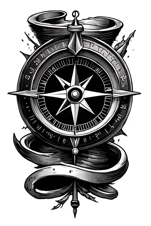 nautical compass with 37° 37.6' N, 74° 37.9' W tattoo design idea