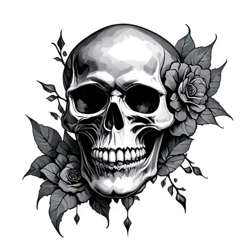creepy gothic skull tattoo tattoo design idea