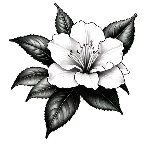 azalea flower and lemon fruit tattoo design idea