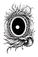 An oval mirror with a separate vortex inside tattoo design idea