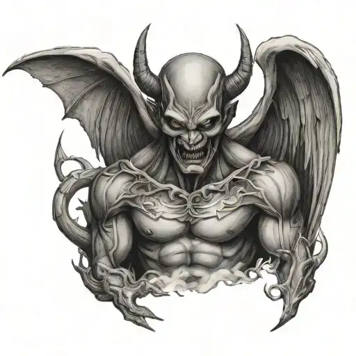 devil half angel tattoo design idea