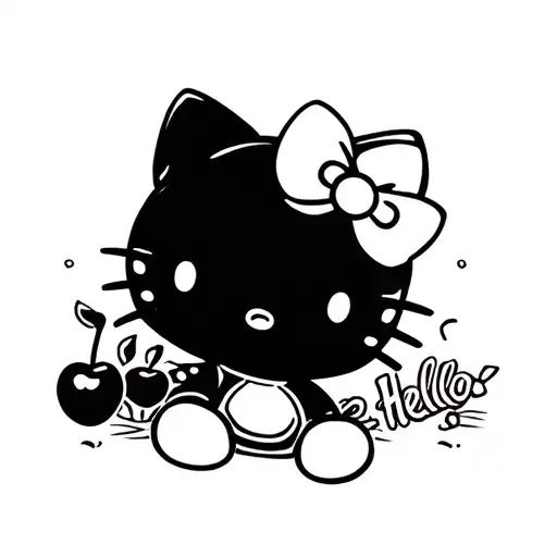 Hello Kitty as a Cherry head tattoo design idea