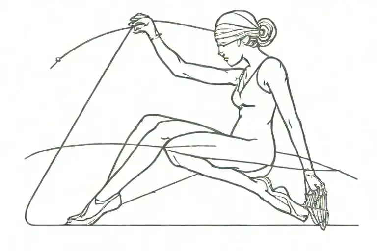 tightrope walker blindfolded woman dancing tattoo design idea