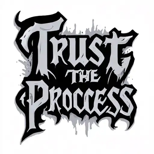 Trust the process warped writing  tattoo design idea
