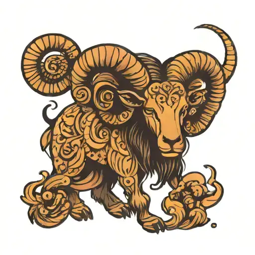 horoscope symbol Aries, Leo family love constellation tattoo design idea