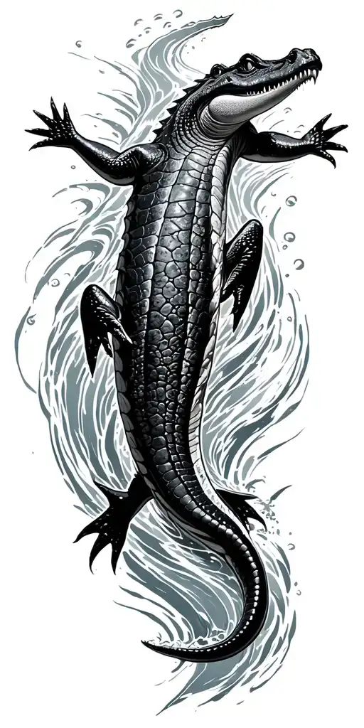 crocodile swimming towards tattoo design idea