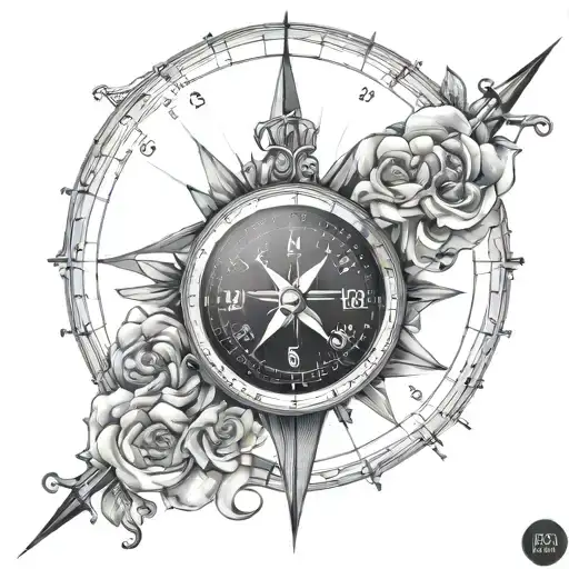 Compass, Clock, JWAB, May 31, 2021 tattoo design idea