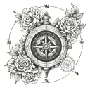 Compass, Clock, JWAB, May 31, 2021 tattoo design idea