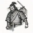 Vietnamese samurai wearing straw jingasa tattoo design idea