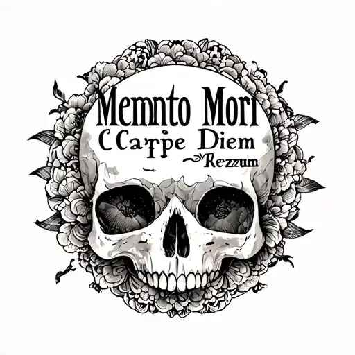 "Memento Mori" Carpe Diem quote with traveling tattoo design idea