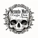 "Memento Mori" Carpe Diem quote with traveling tattoo design idea