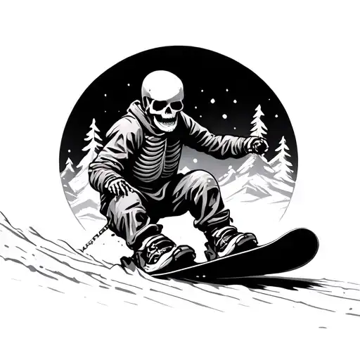Skeleton Snowboarding tattoo design idea