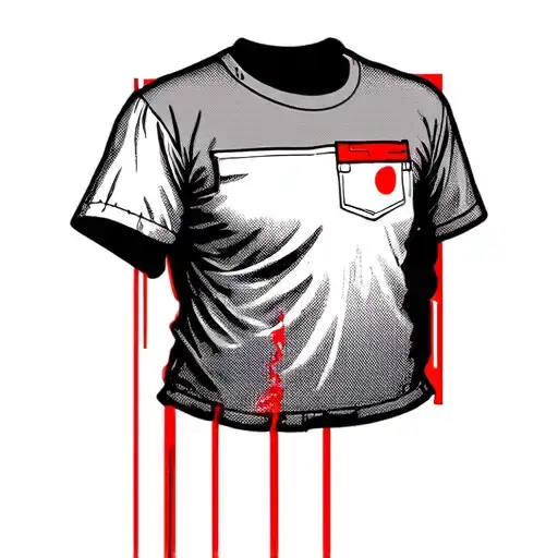 phsycatric hospital half sleeve chemise that contains a pocket in the up right side with bold red line on it. tattoo design idea