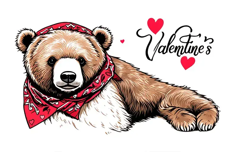 valentine's bear in a bandana tattoo design idea