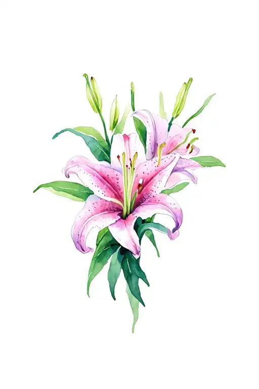 lillium stargazer lily flowers climbing a cross tattoo design idea