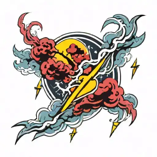 thunder and lightning storm tattoo design idea