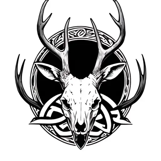 deer skull with triquetra tattoo tattoo design idea
