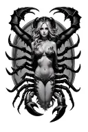Scorpio zodiac succubus large breasted tattoo design idea
