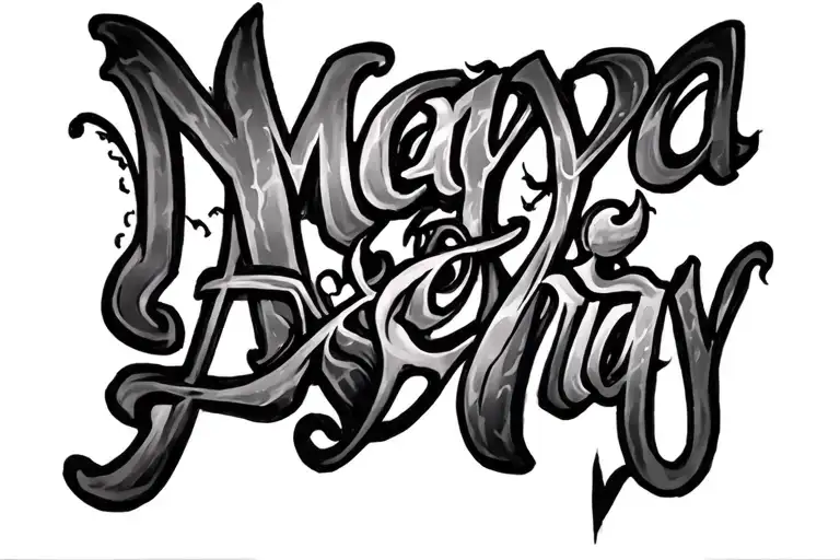 Maya and Arya names incorporated tattoo design idea