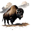 bison storm cloud tattoo design idea