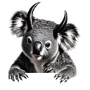 koala with devil horns tattoo design idea