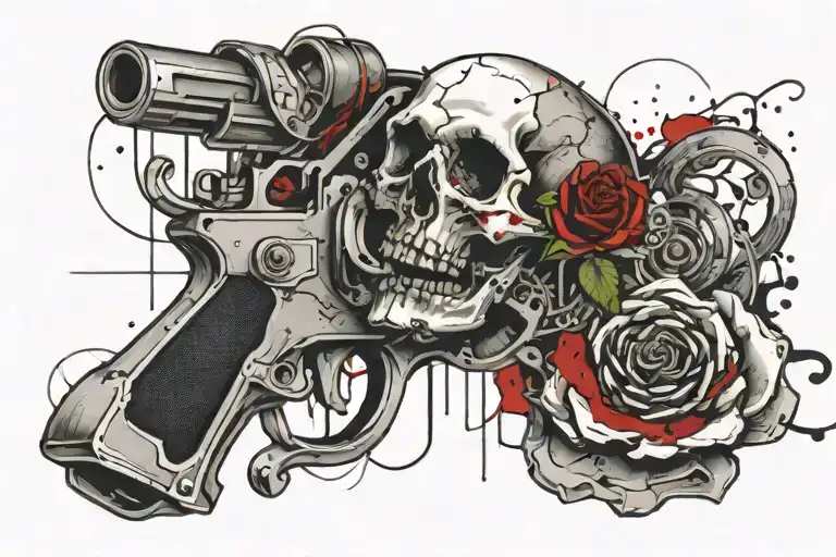 skull rose gun gothic inspired tattoo tattoo design idea