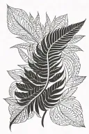 silver fern leaf tattoo design idea