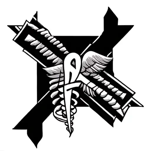 ethiopian coptic cross and asclepius  tattoo design idea
