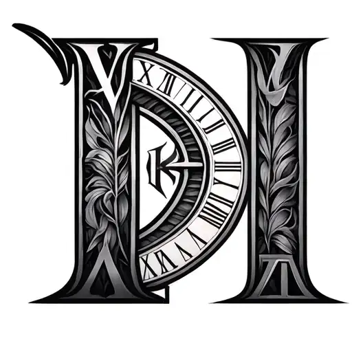Vertical Roman Numeral tattoo design idea