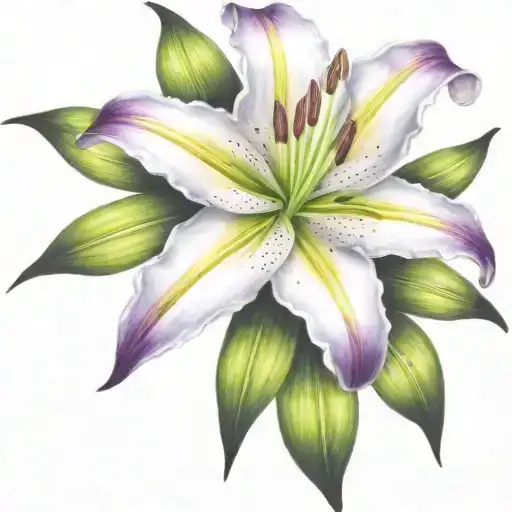 lily flower growing tattoo design idea