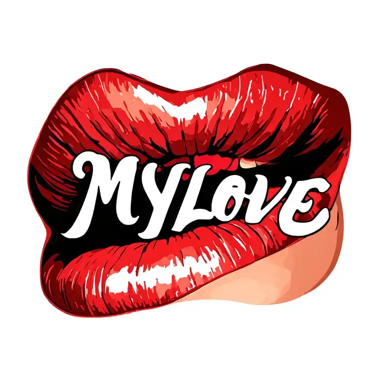 "MYALOVE" womens soft lips like kissed with red tattoo design idea