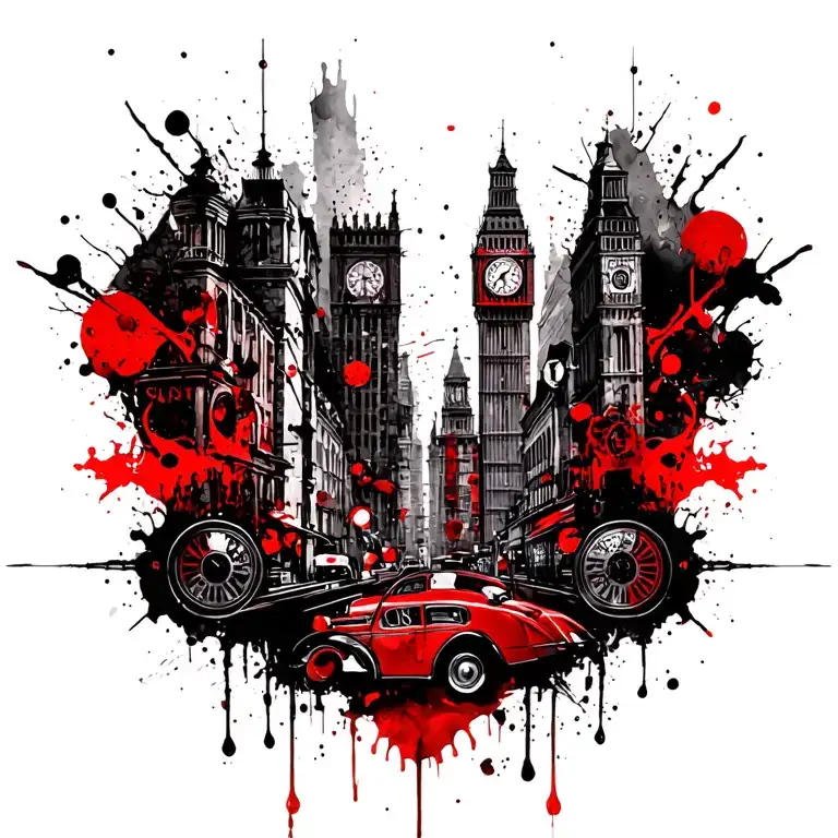 british steampunk city tattoo design idea