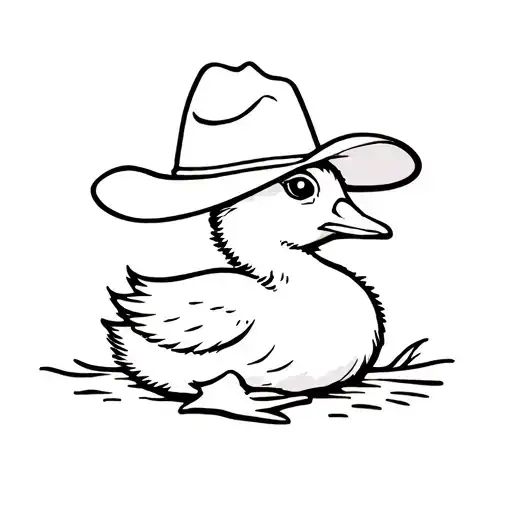 duckling wearing cowboy hat tattoo design idea
