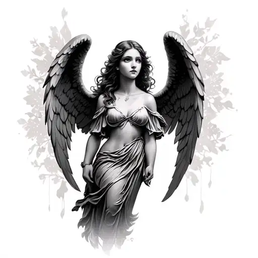 Feminine Angel tattoo design idea
