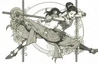 Mulan poledancing with weights tattoo design idea
