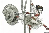 Mulan poledancing with weights tattoo design idea