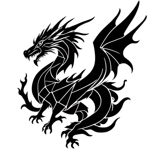 Dragon and Phoenix rising from flames tattoo design idea