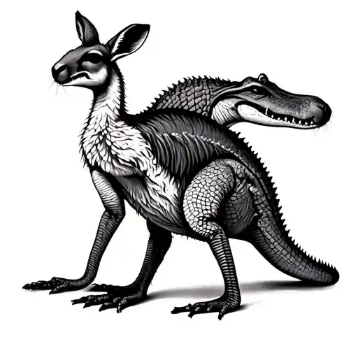 forearm kangaroo crocodile emu tattoo design idea