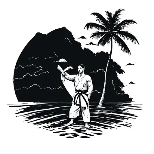 i need a mauri with karate and sri lanka ocean beach tattoo design idea