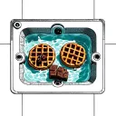 square jacuzzi with hot water and two chocolate waffles sitting inside tattoo design idea