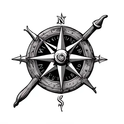pirate compass tattoo design idea