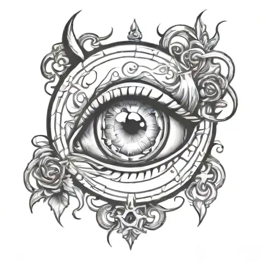 jinx eyes from arcane in a frame tattoo design idea