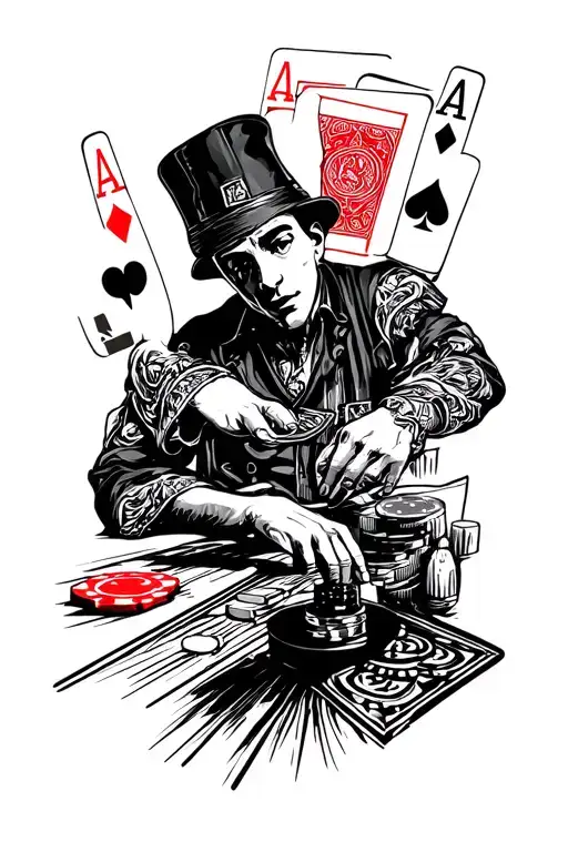 Gambling your life with playing tattoo design idea