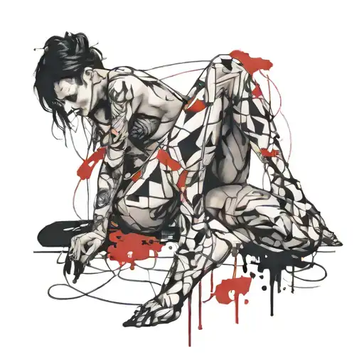 naked skinny girl sitting tattoo design idea