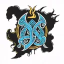 Alpha Tau Omega sign Ragnarok style tattoo design idea