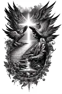 Realism half sleeve tattoo Starway to heaven tattoo design idea