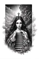 Realism half sleeve tattoo Starway to heaven tattoo design idea