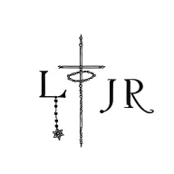 "LLJR" cross with rosary wrapped tattoo design idea