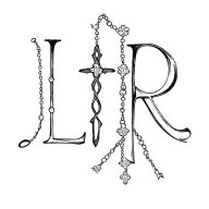 "LLJR" cross with rosary wrapped tattoo design idea
